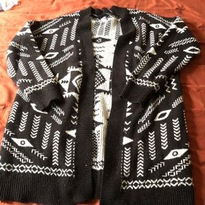 Black and white knit cardigan